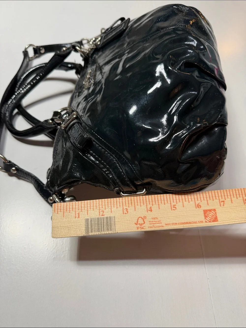 Coach Madison Black Patent Leather Sophia Satchel Bag
